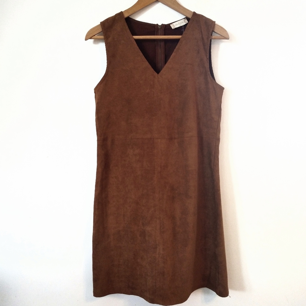 🌿Altar'd State Brown Suede Sleeveless Shift Dress